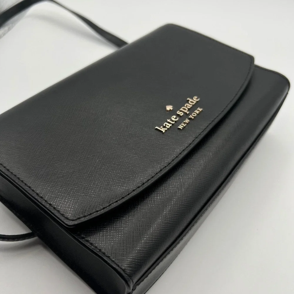 Kate Spade New York Margot Convertible Black Saffiano Leather Chain Crossbody